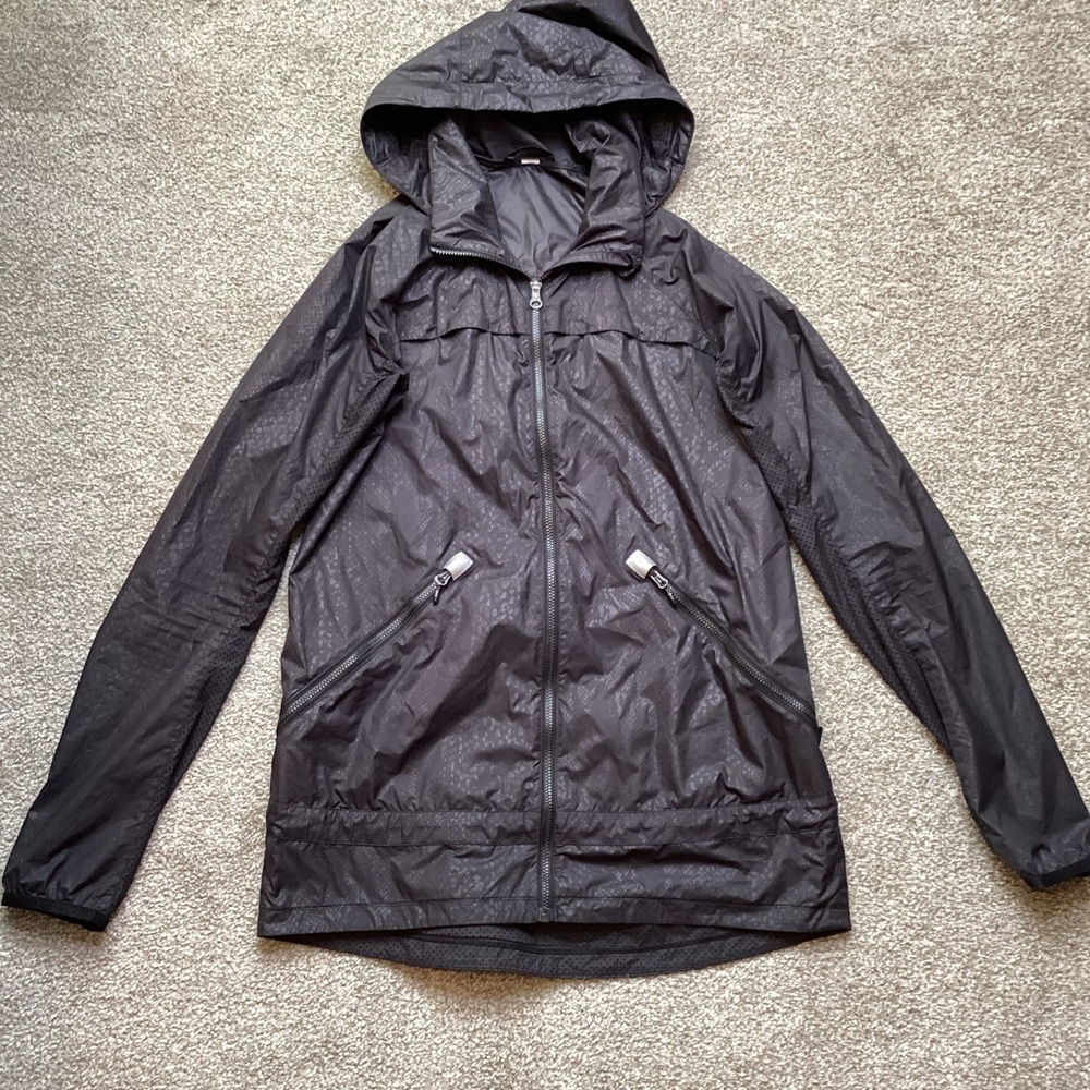 Lululemon Miss Misty Jacket II Desert Snake Embossed Black Rain Coat Hooded XS - Picture 7 of 16